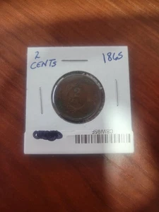 1865 Two Cent Piece – U.S. Type Coin – 2¢ Copper – Circulated - Picture 1 of 9