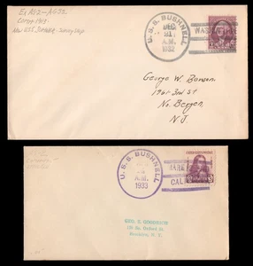 USS BUSHNELL (AS-2) SUBMARINE TENDER 1932-33 MARE ISLAND & WASHINGTON DC covers - Picture 1 of 1