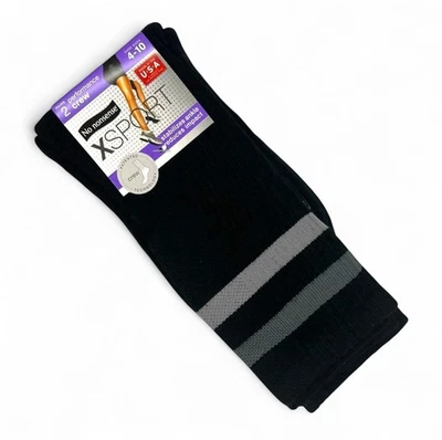 Calcetines No Nonsense XSport Performance Crew Zapato Talla 4-10 Negro 2 Pares Foto 1 de 3