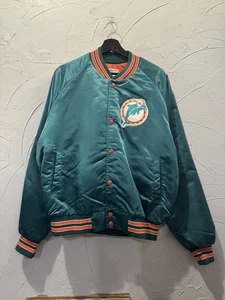 Vintage Herren Miami Dolphins Chalkline Satin Spellout Jacke 80er 90er Gr. L NFL - Bild 1 von 5