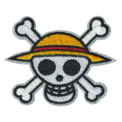 ONE PIECE IRON ON PATCH 3" Skull Logo Monkey D Luffy Anime Embroidered Applique - Image 1 of 2