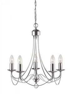Elegant Ceiling Light Silver Maypole 5t light Satin Searchlight RRP £125 214 - Picture 1 of 1