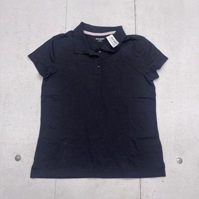 Old Navy Polo Shirt Youth Girl 2XL 18 Black Short Sleeve Collared Button Placket - Image 1 of 4