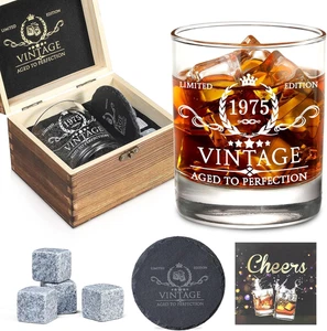 50Th Birthday Gifts for Men Whiskey Glass Set - 50Th Birthday Decorations, Party - Picture 1 of 12
