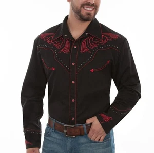 Scully Western Pearl Snap Shirt Mens Size S Embroidered Cowboy Rodeo Country - Picture 1 of 11