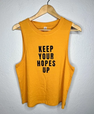 Camiseta sin mangas Alternative Muscle KEEP YOUR HOPE UP para mujer talla mediana algodón amarillo Foto 1 de 4