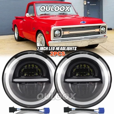 7" Round LED Headlights fit Chevy 1961-74 C10 Pickup 1967-81 Camaro Trucks Foto 1 de 4