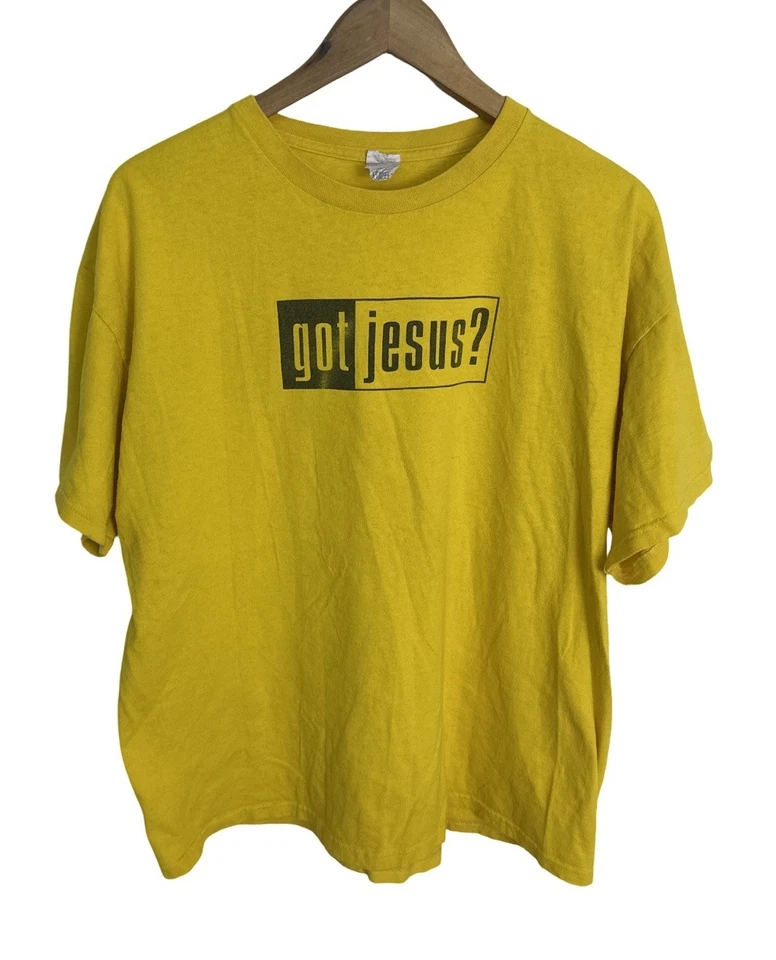 De colección Y2K Got Jesus? Camiseta cristiana amarilla para hombre talla XL Foto 1 de 4