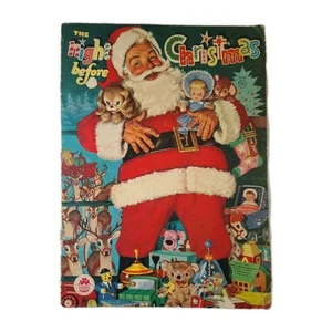 Vintage Merrill Company Linen NIGHT BEFORE CHRISTMAS 1961 VGC - Foto 1 di 10