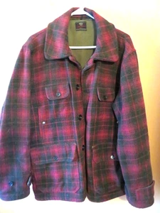 Vintage Johnson Woolen Mills Coat Wool Buffalo Heavy Hunting Coat Men’s Large - Picture 1 of 5