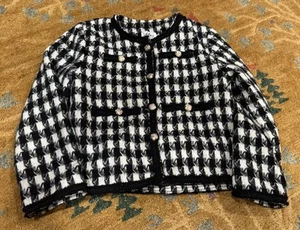 Lola And The Boys Houndstooth COAT/JACKET Size 12 Girls White Black - Picture 1 of 4