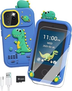 Kids Smart Phone Toys 2.8" Touchscreen Toddler Learning Toys, 8G SD Card Blue - Picture 1 of 7