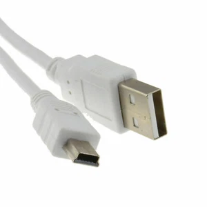 40 X 0.7M USB 2.0 A to mini-B 5 pin Cable Power & Data Lead WHITE - Picture 1 of 3