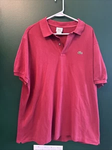 Vintage LACOSTE Sz 7 Made in France Red Polo Short Sleeve 100% Cotton - Picture 1 of 7