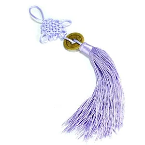 FENG SHUI FORTUNE COIN TASSEL LILAC Hanging Cure Spiritual Health Healing Purple - Bild 1 von 4