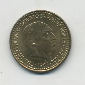 Spain España 1 peseta 1953 * 62 KM 775 aUNC BrAl - Picture 1 of 3