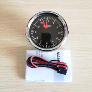 52MM Black Clock Gauge for Car Truck Marine Motorcycle Red Led Waterproof 12/24V - Picture 1 of 6