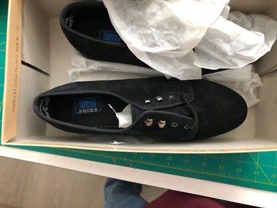 NUEVO STOCK ANTIGUO Para Mujer Talla 8.5M Keds Dobladillo Negro Gamuza Con Cordones Foto 1 de 4