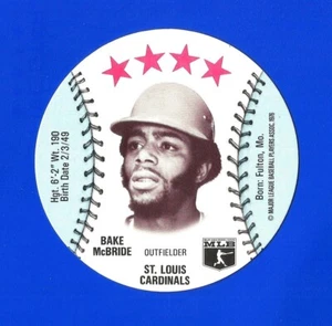 1976 ISALY'S / SWEET WILLIAM BASEBALL DISC - BAKE McBRIDE  NM+ STL CARDINALS - Picture 1 of 2