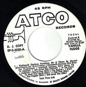 CANADÁ D.J. Roca psicodélica 1968 45 rpm Vanilla Fudge: siglo XVIII... - Imagen 1 de 2