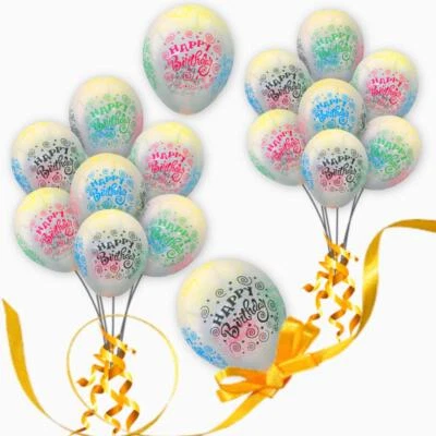 12" MIX PRINTED CLEAR BALLOONS BIRTHDAY WEDDING BABY SHOWER PARTY DECORATION UK - Image 1 of 4