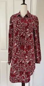 Tory Burch Size 8 Women’s 100% Silk Cora Long Sleeve Floral Shirt Dress Red - Picture 1 of 22