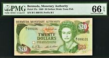 Bermuda 20 Dollars QEII 1989 Serial # 999101 Pick-37a GEM UNC PMG 66 EPQ