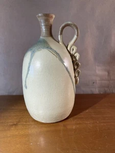 Studio Art Pottery Glaze Drip Salt Pitcher Ribbon Handle Signed On Base  - Picture 1 of 10