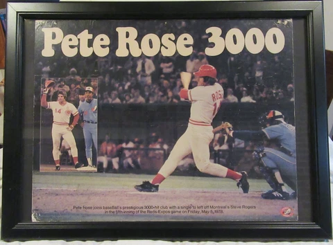 ORIGINAL1978 COMMEMORATIVE STADIUM FRAMED POSTER PETE ROSE 3000 REDS 23 X 18" Cover