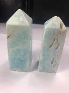 342 Grams (2pcs) New Find Top Grade carribean Calcite Crystal Towers Pakistan - Picture 1 of 5