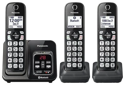 Panasonic KX-TG833SK 3-Handset Bluetooth Cordless Phone (Certified Refurbished) - Image 1 of 4