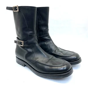Prada Stiefel Erwachsene Größe 7,5 schwarz italienisches Leder Kampf Schnalle Riemen Italien Herren - Bild 1 von 12