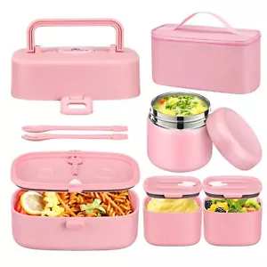 Bento Lunch Box With 8oz Soup Thermo For Kids Leakproof Food Containers 3 Compar - Picture 1 of 7