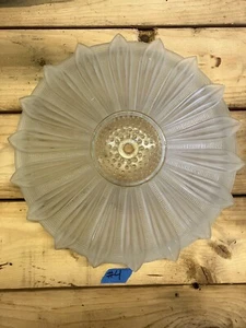 14" Vintage Art Deco Sunflower Light Fixture Ceiling Shade Frosted Glass #4 - Picture 1 of 15