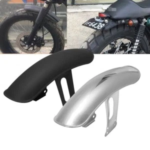 Universal Motorcycle Front Fender Retro Black Chrome Tire Position Mudguard - Picture 1 of 14