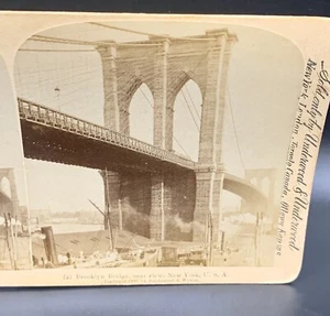 Brooklyn Bridge New York City, New York ~ Near View Stereoview Old Photo - Picture 1 of 5