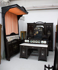 Antique Bedroom Suite / Ebonised & Inlaid Bedroom Set /Wardrobe /Dressing Table