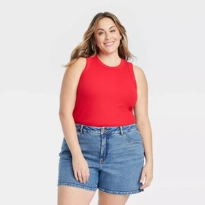 A New Day Women's Slim Fit High Neck Tank Top Red - size 3XL - Picture 1 of 14