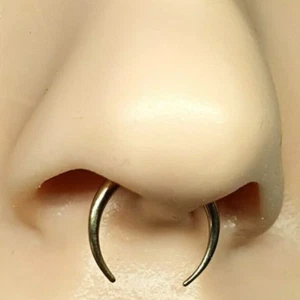 Circular Ox Horn Gold C Shape 10mm Spike Crescent 16g (1.2mm) Steel Earring - Picture 1 of 15