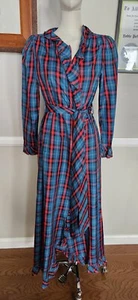 Vintage Plaid Duster By Evelyn Pearsons For Neiman Marcus Marked Sz Small As Is - Picture 1 of 9