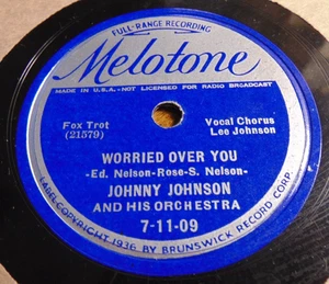 Johnny Johnson - Worried Over You / So Many Memories (1936) Melotone 78 VG+ - Picture 1 of 5