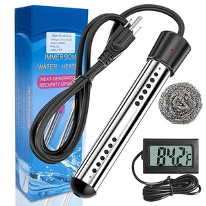 Immersion Water Heater with Digital LCD Thermometer,2000W Portable black - Picture 1 of 7