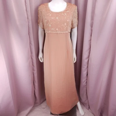 '90s Y2K Cartise Women's Pink Floral Empire Waist Maxi Shift Dress 12 NWT - Image 1 of 4