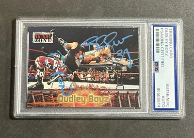 THE DUDLEY BOYZ 2001 FLEER WWF RAW IS WAR SIGNED AUTOGRAPHED CARD PSA/DNA - Image 1 of 2
