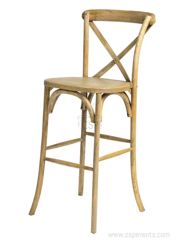Commercial Seating Products Rustic Tinted Raw Crossback Bar Stool Chairs - Image 1 of 3