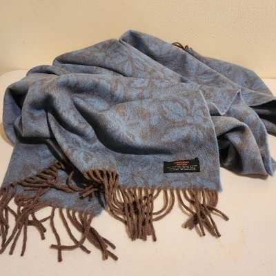 Lana de cordero il Bisonte Escocia angora azul marrón largo 72 pulgadas X 58 pulgadas silencioso lujo Foto 1 de 4