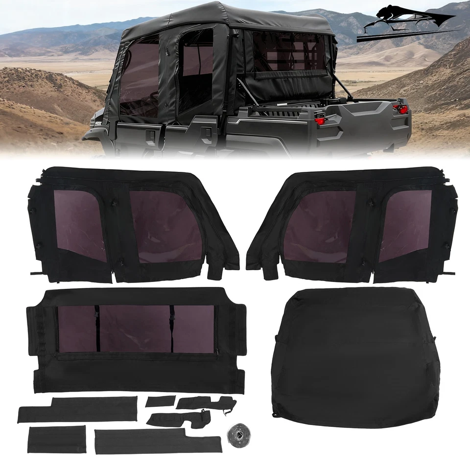 Black Enclosure Soft Upper Doors For Kawasaki Mule Pro-FXT W/ Roof & Rear Window Foto 1 de 4