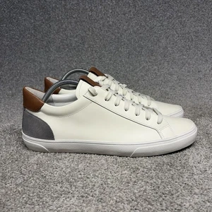 Vince Parker Sneaker Shoes Mens Size 10.5 White Leather Lace Up Low Top Casual - Picture 1 of 11