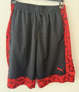 Puma Boys M 10/12 Black Red Shorts Youth Basketball Athletic Logo Size Medium - Picture 1 of 4