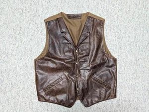 CORONADO vest BUFFALO LEATHER conceal L cowboy LAPEL motorcycle western 44-46 - Picture 1 of 9